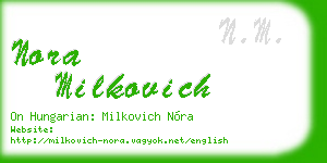 nora milkovich business card