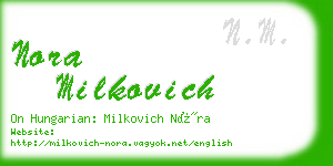 nora milkovich business card